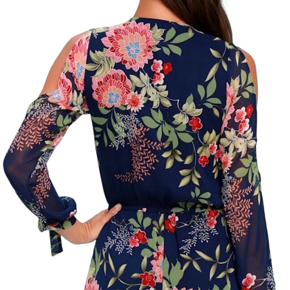 Lulus Run Away With Me Navy Blue Floral Print Long Sleeve Romper - Picture 3 of 12